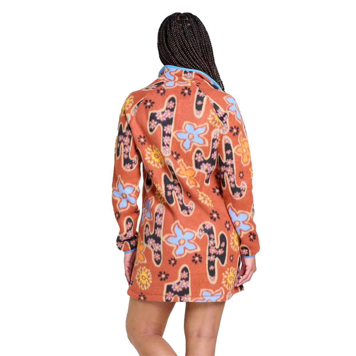 Toad&Co Campo Fleece 1/4 Snap Dress Women's in Cinnamon Folk Art Print